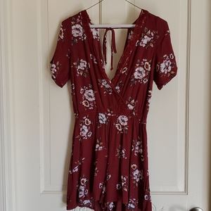 Exhilaration burgundy floral romper